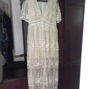 Off white lace maxi dress, size XL